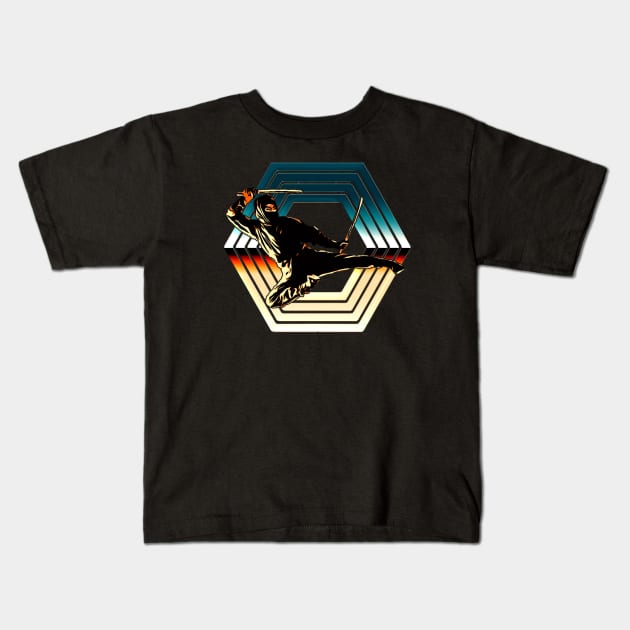 Hexagonal 80s Ninja Kids T-Shirt by Doc Multiverse Designs